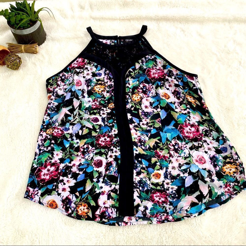 Dressy floral tank top blouse by Nicole Miller